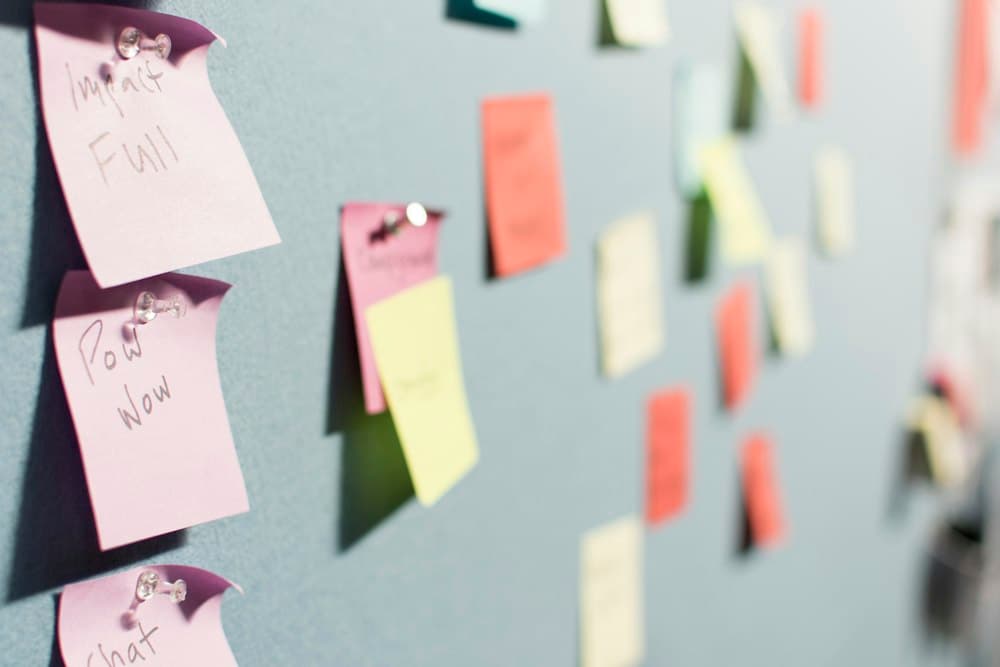A wall of colourful sticky notes